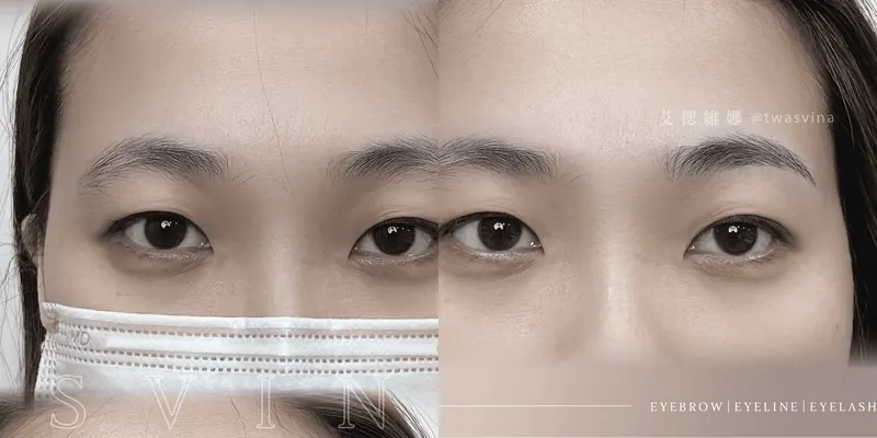 仿妝柔霧線條眉 前後對比作品